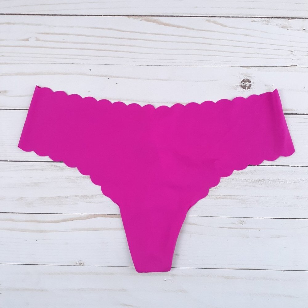 Victorias Secret Panties Thong Scalloped Edge Pink 62A
